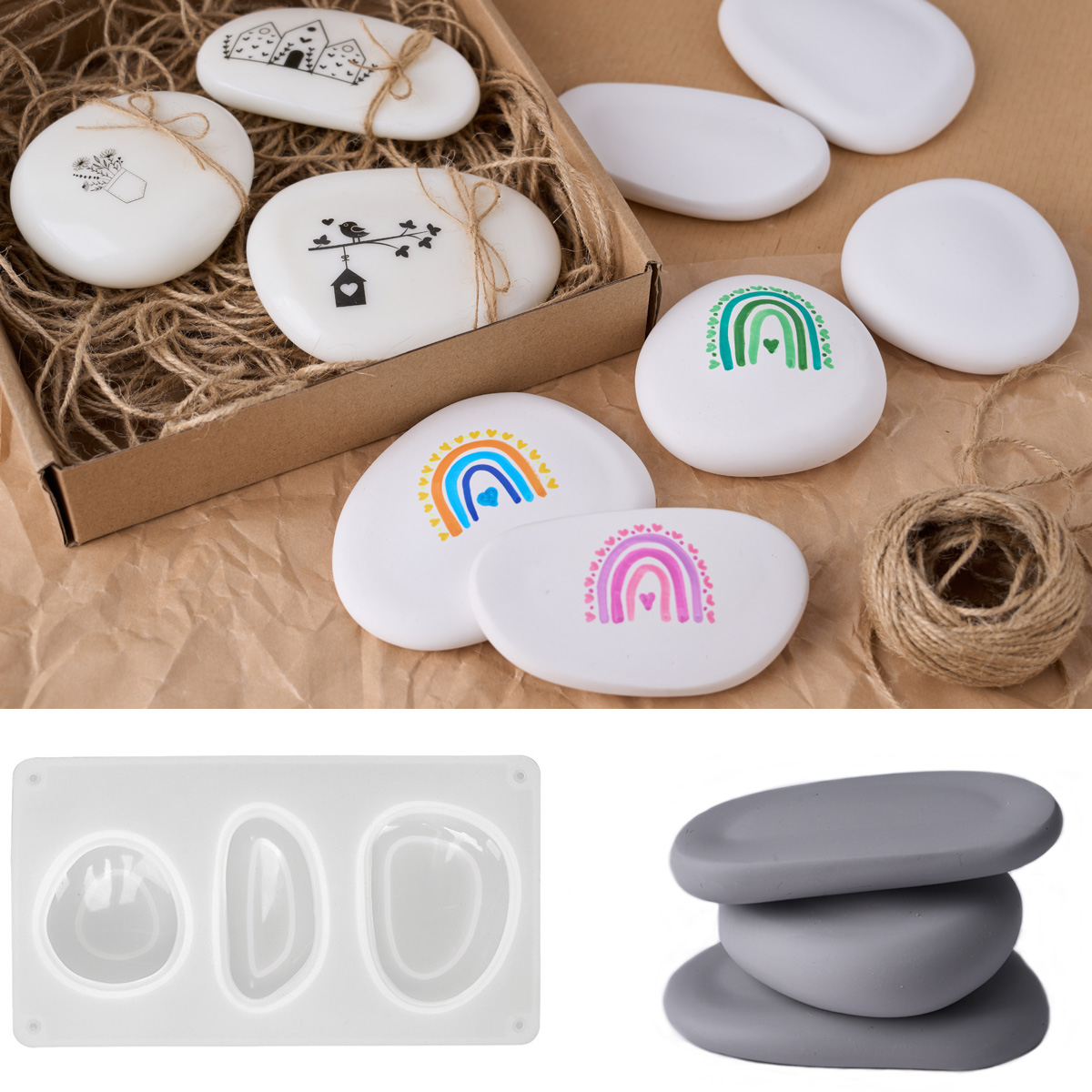 Soap Making Equipment For Beginners - 3D Creative Stone Silicone Candle Mold